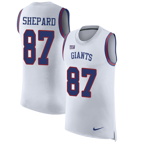 Nike Giants #87 Sterling Shepard White Men's Stitched NFL Limited Rush Tank Top Jersey